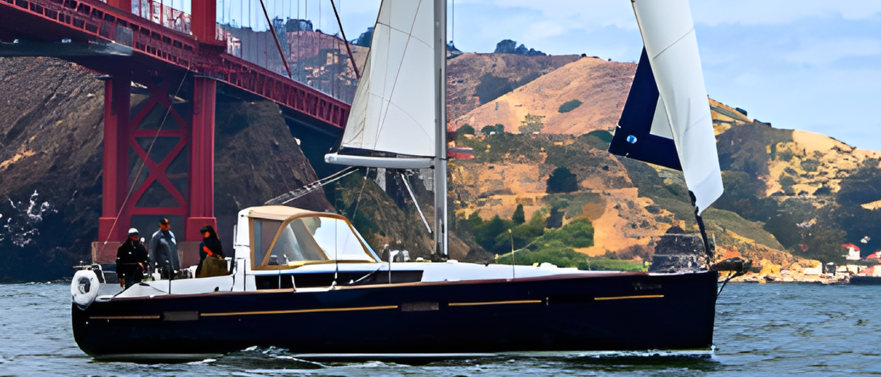 oceanis 41 charter yacht under golden gate bridge